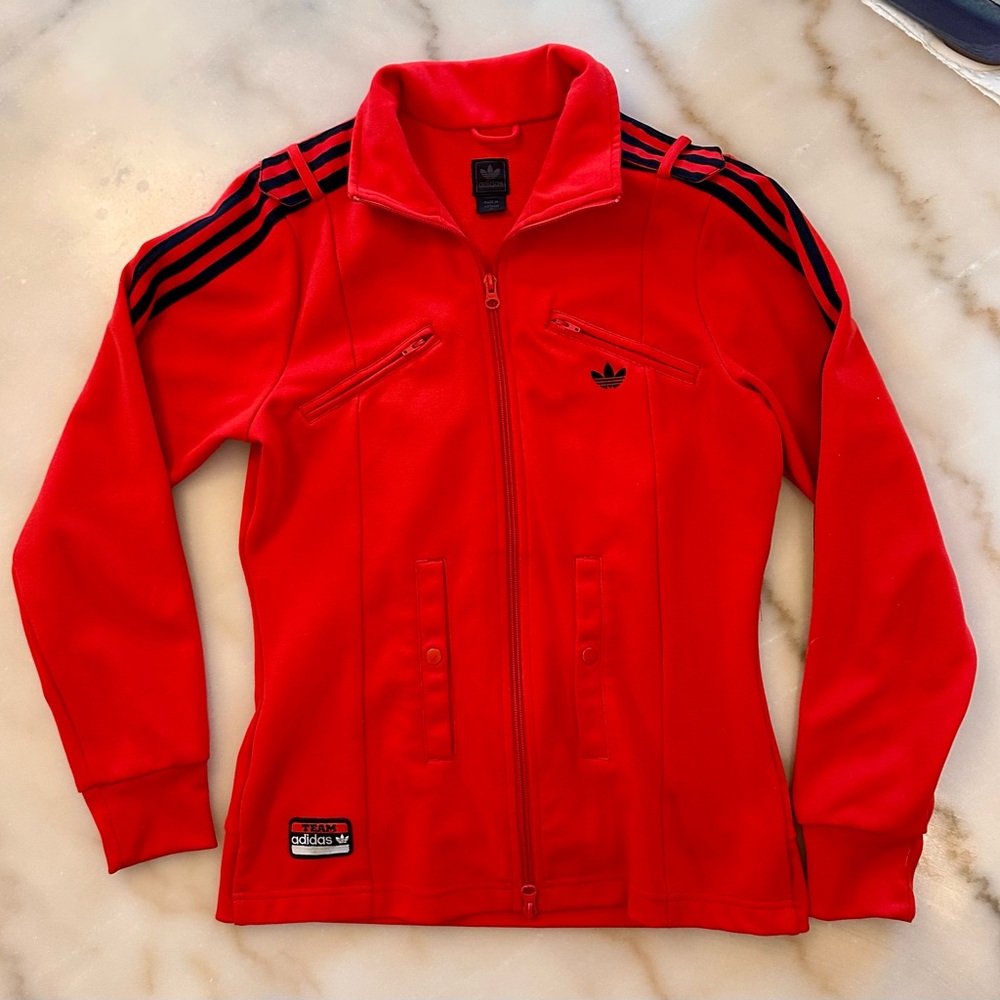 Adidas Red Track Jacket with Black Stripes - Vintage ‘70s/80s